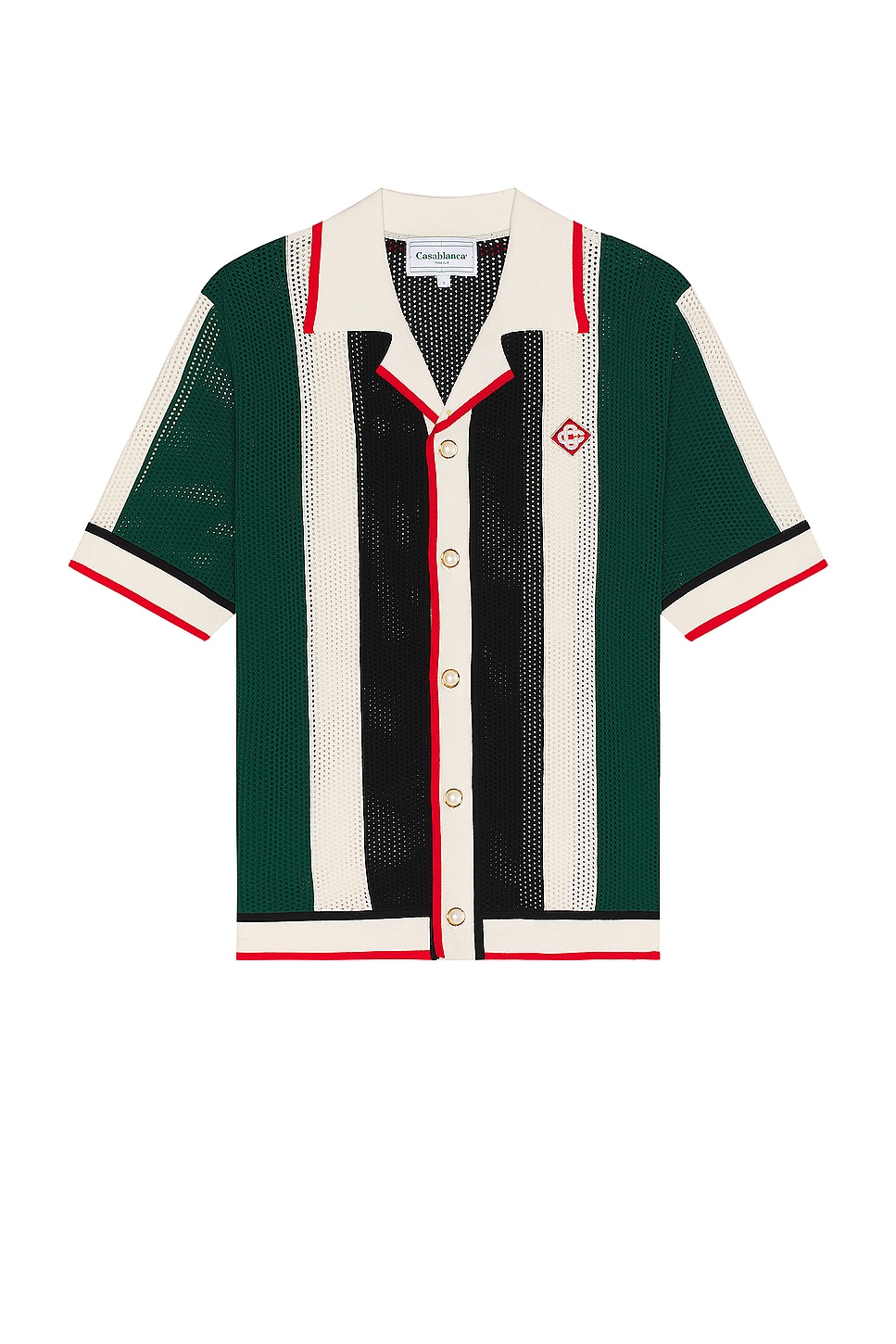 Image 1 of Casablanca Striped Mesh Shirt in Green & White Stripe