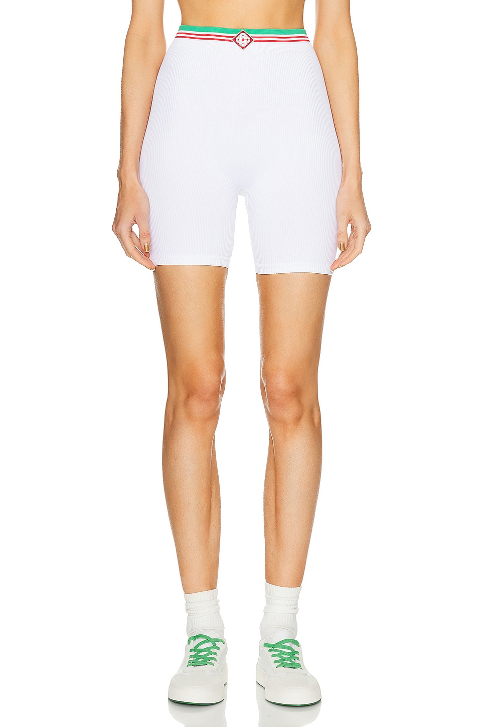 Image 1 of Casablanca Seamless Ribbed Cycling Shorts in White