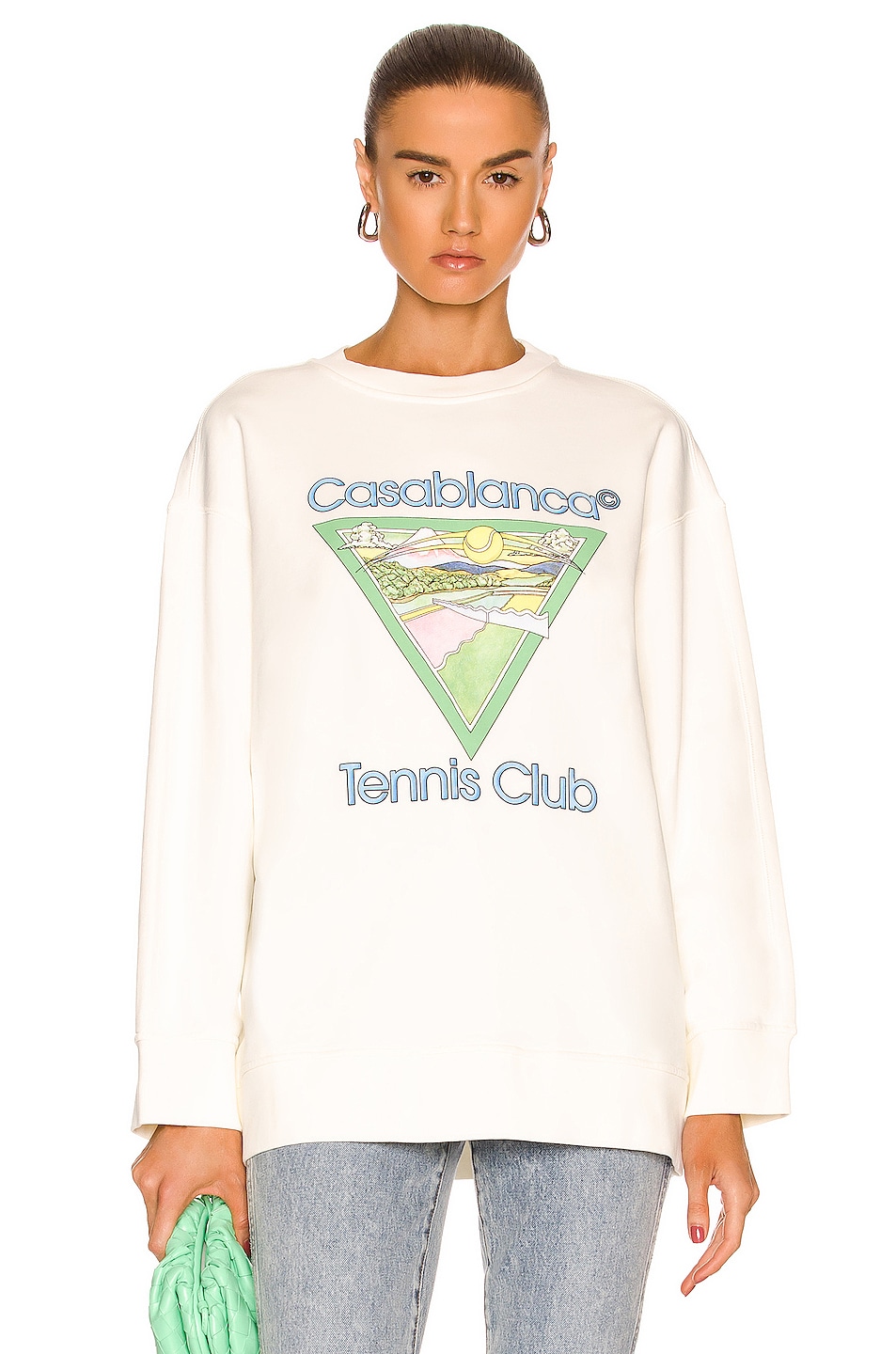 Image 1 of Casablanca Screen Printed Boyfriend Sweatshirt in Casablanca Tennis Club Icon