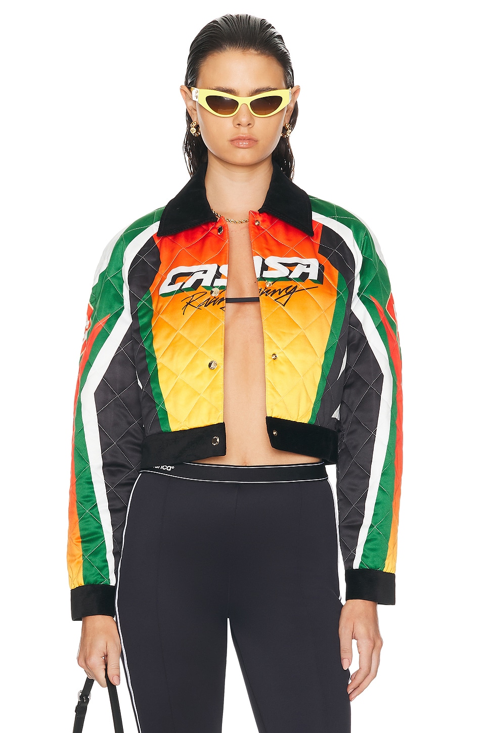 Image 1 of Casablanca Quilted Cropped Jacket in Casa Moto Sport