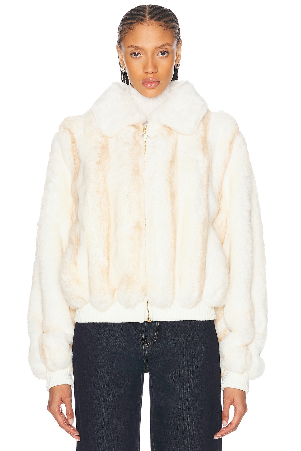 Shop Casablanca Faux Fur Jacket In Off White