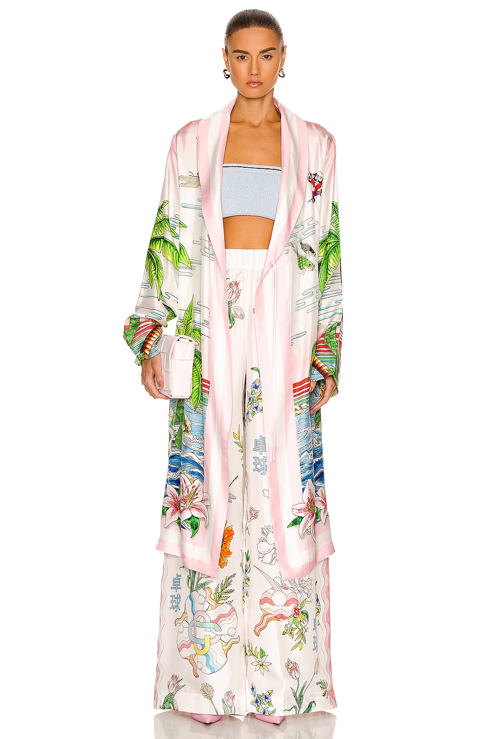 Image 1 of Casablanca Printed Silk Twill Robe in Table Tennis Club Sunset