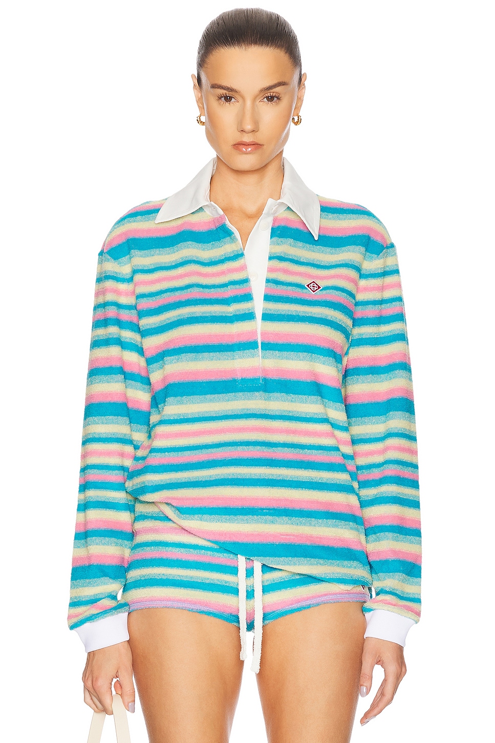 Towel Polo Top in Teal