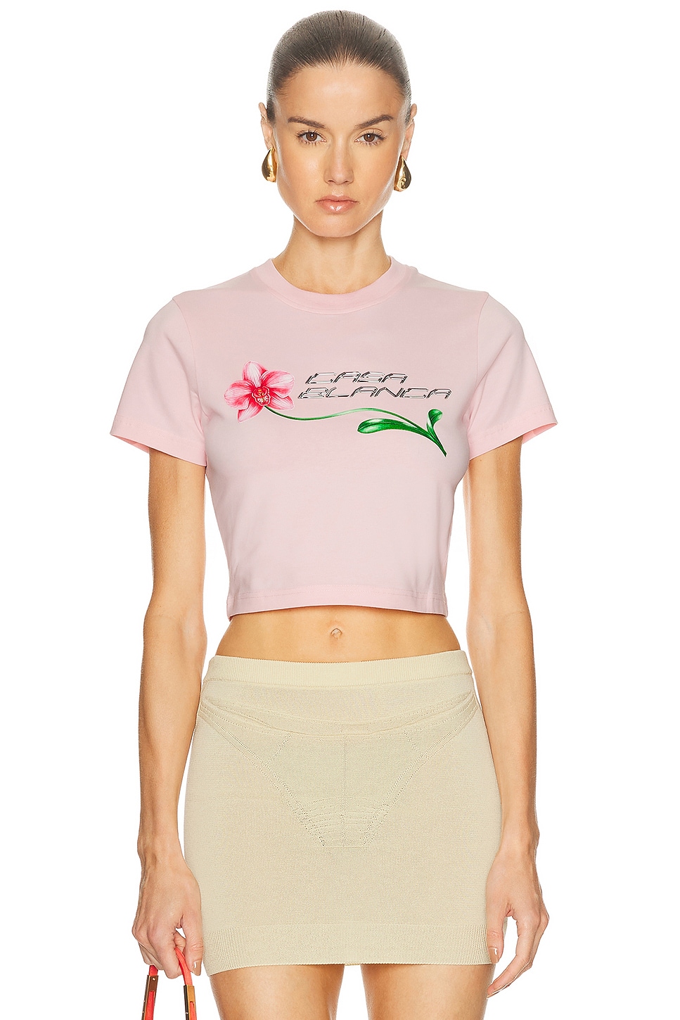 Image 1 of Casablanca Cropped Baby Tee in Orchid Logo