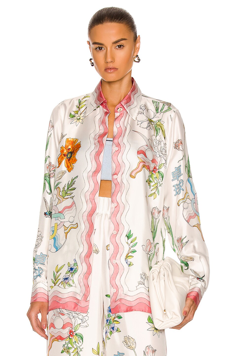 Image 1 of Casablanca Printed Classic Silk Shirt in Ping Pong Fleurie Jour