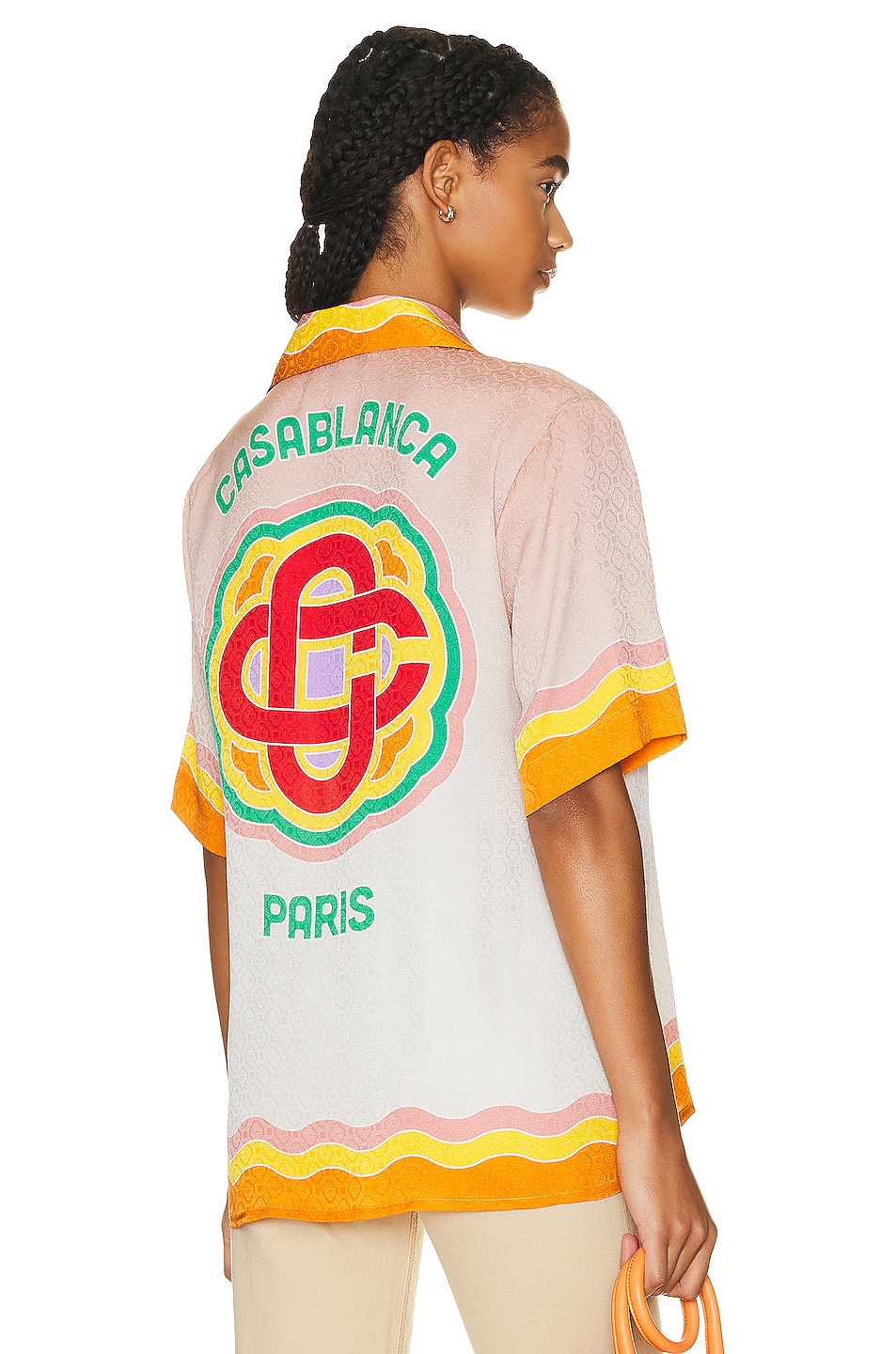 Image 1 of Casablanca Silk Short Sleeve Shirt in Rainbow Monogram