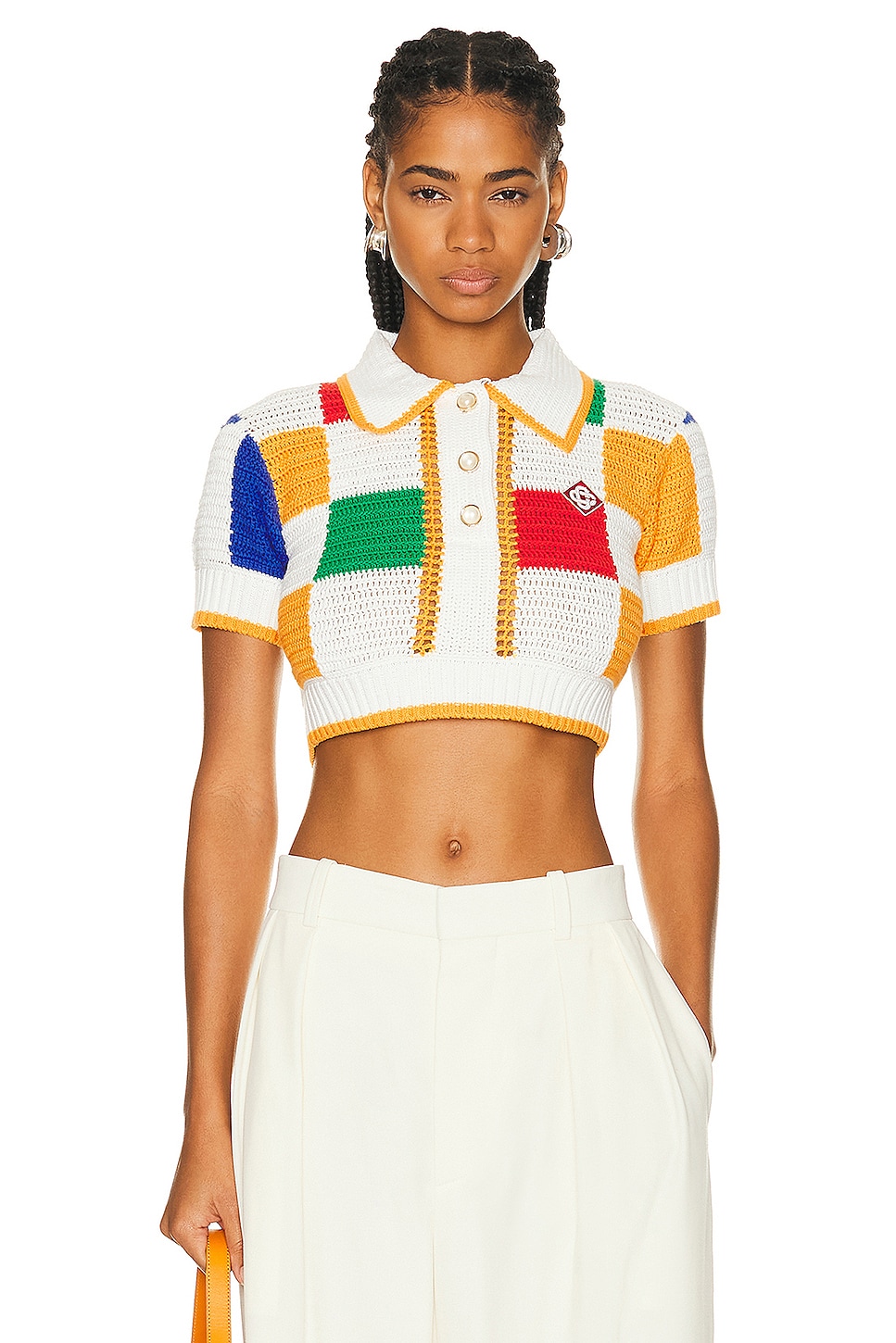 Image 1 of Casablanca Crochet Polo Shirt in Multi