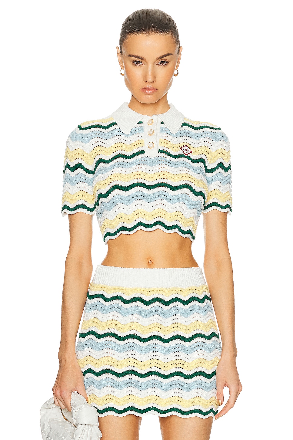 Image 1 of Casablanca Boucle Wave Top in Yellow & Blue