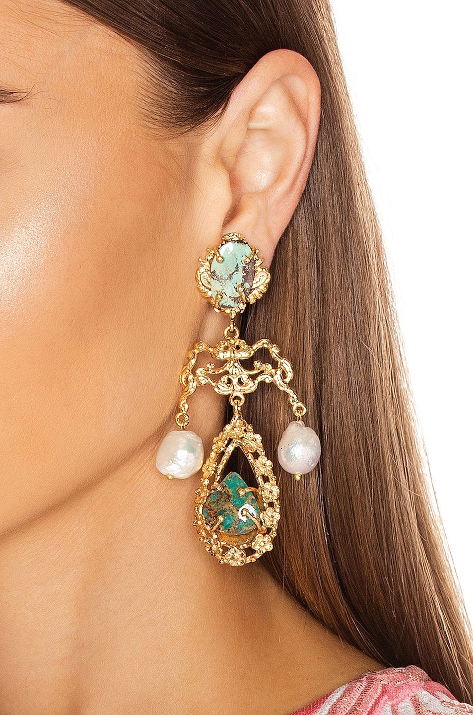 Christie Nicolaides Liliana Earrings in Gold & Turquoise FWRD