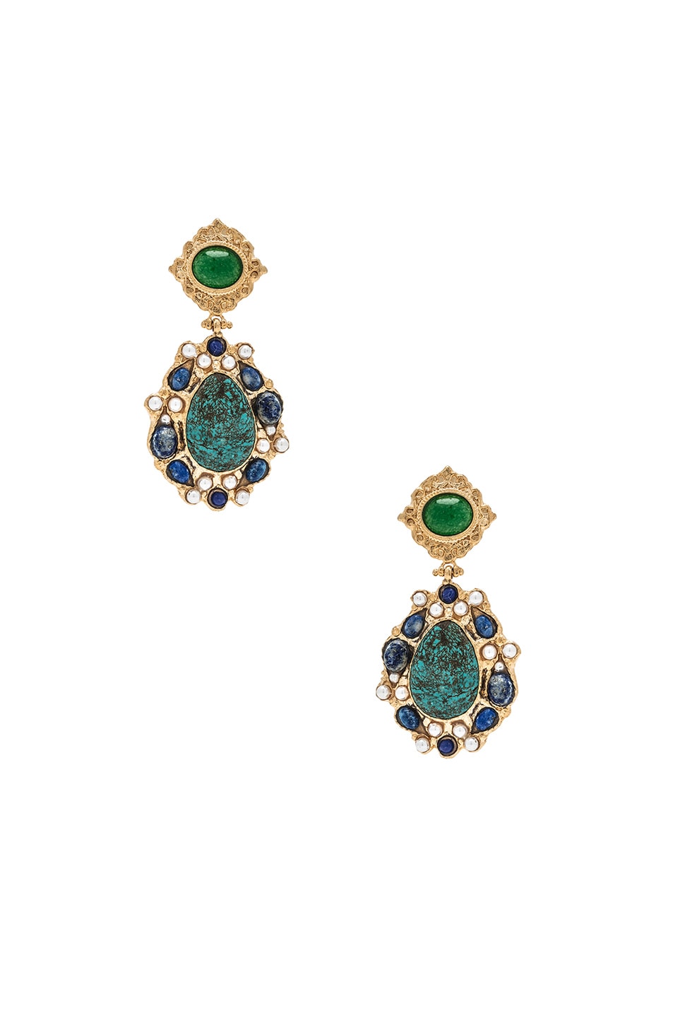 Image 1 of Christie Nicolaides Madelina Earrings in Gold & Turquoise