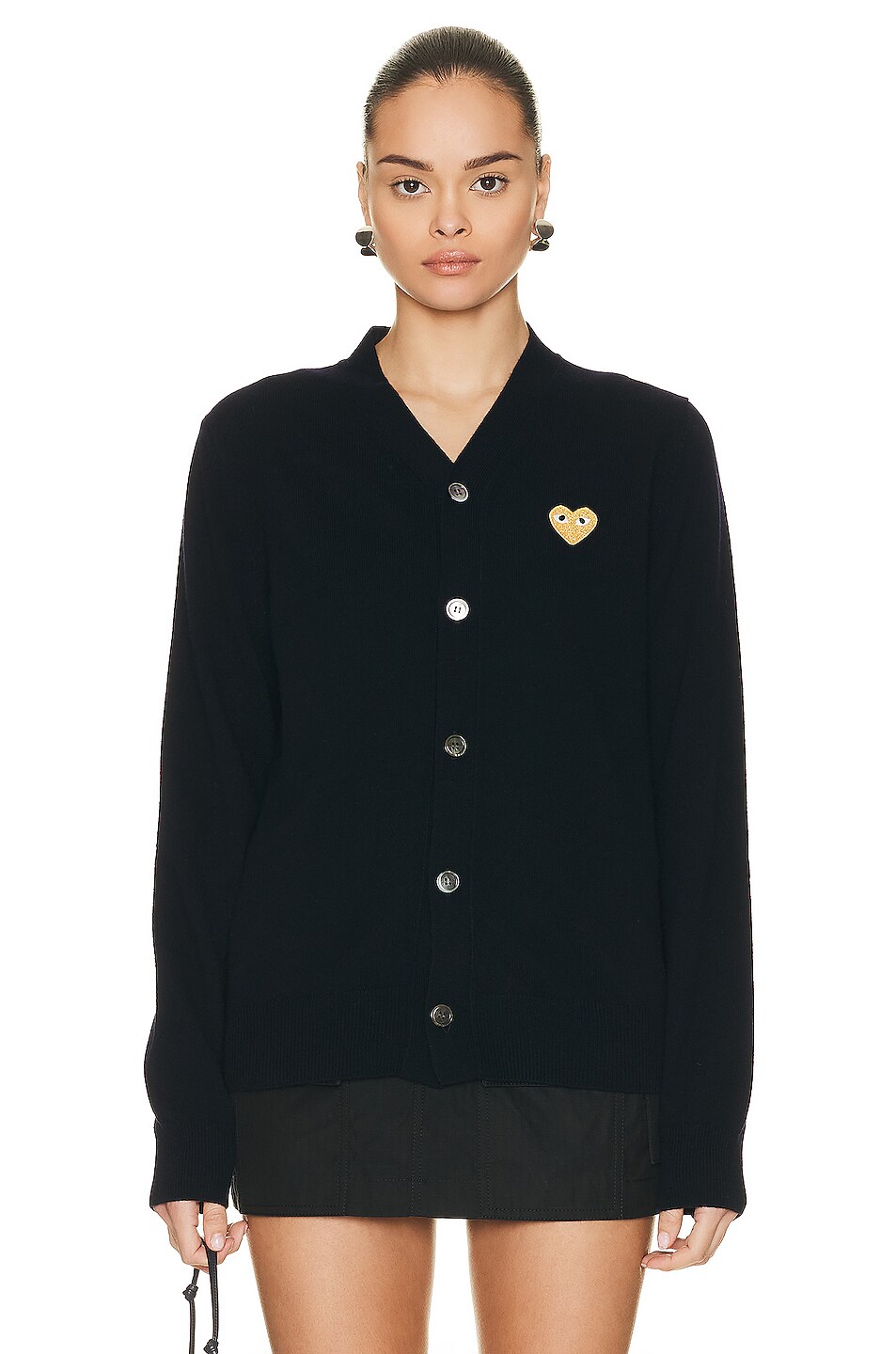 Image 1 of COMME des GARCONS PLAY Cardigan with Gold Emblem in Navy