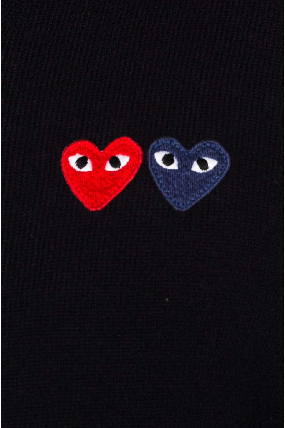 Image 1 of COMME des GARCONS PLAY V Neck Double Emblem Sweater in Blue