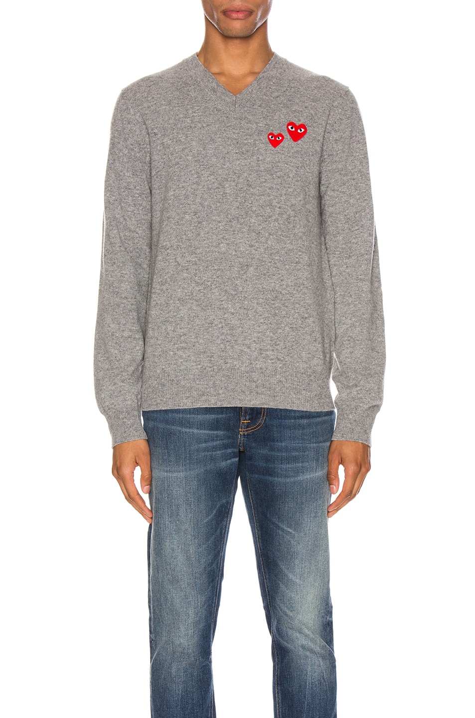 Image 1 of COMME des GARCONS PLAY Multi Heart Pullover Sweater in Grey