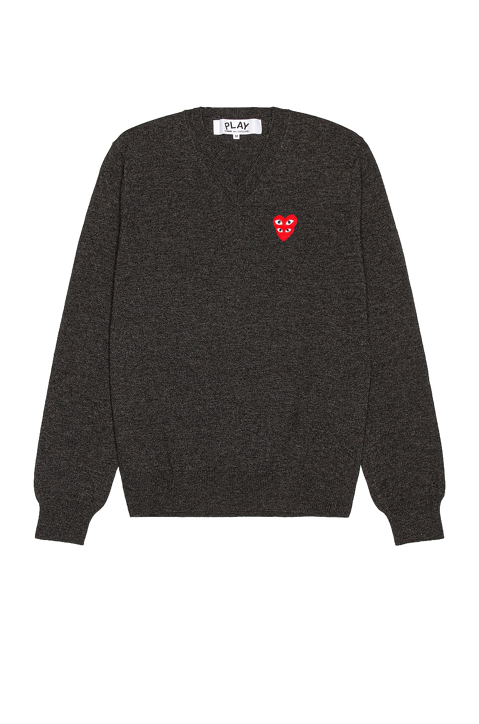 Image 1 of COMME des GARCONS PLAY V-Neck Pullover in Grey