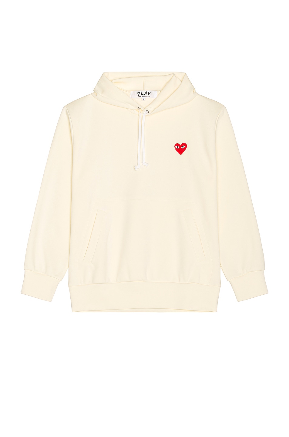 Pullover Hoodie with Red Emblem in Ivory