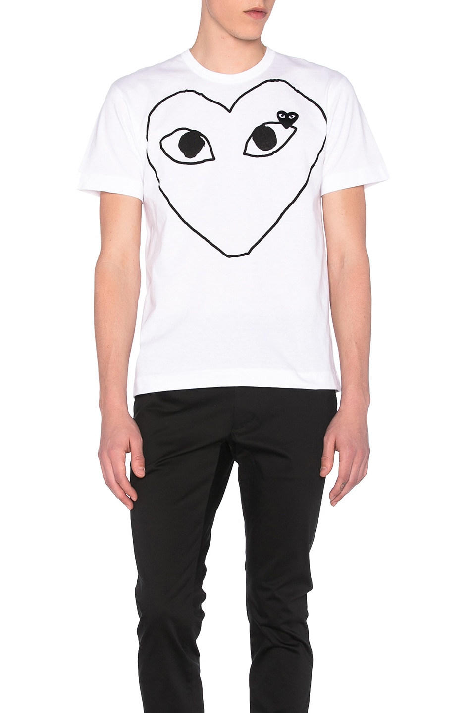 Image 1 of COMME des GARCONS PLAY Black Emblem Cotton Tee in White