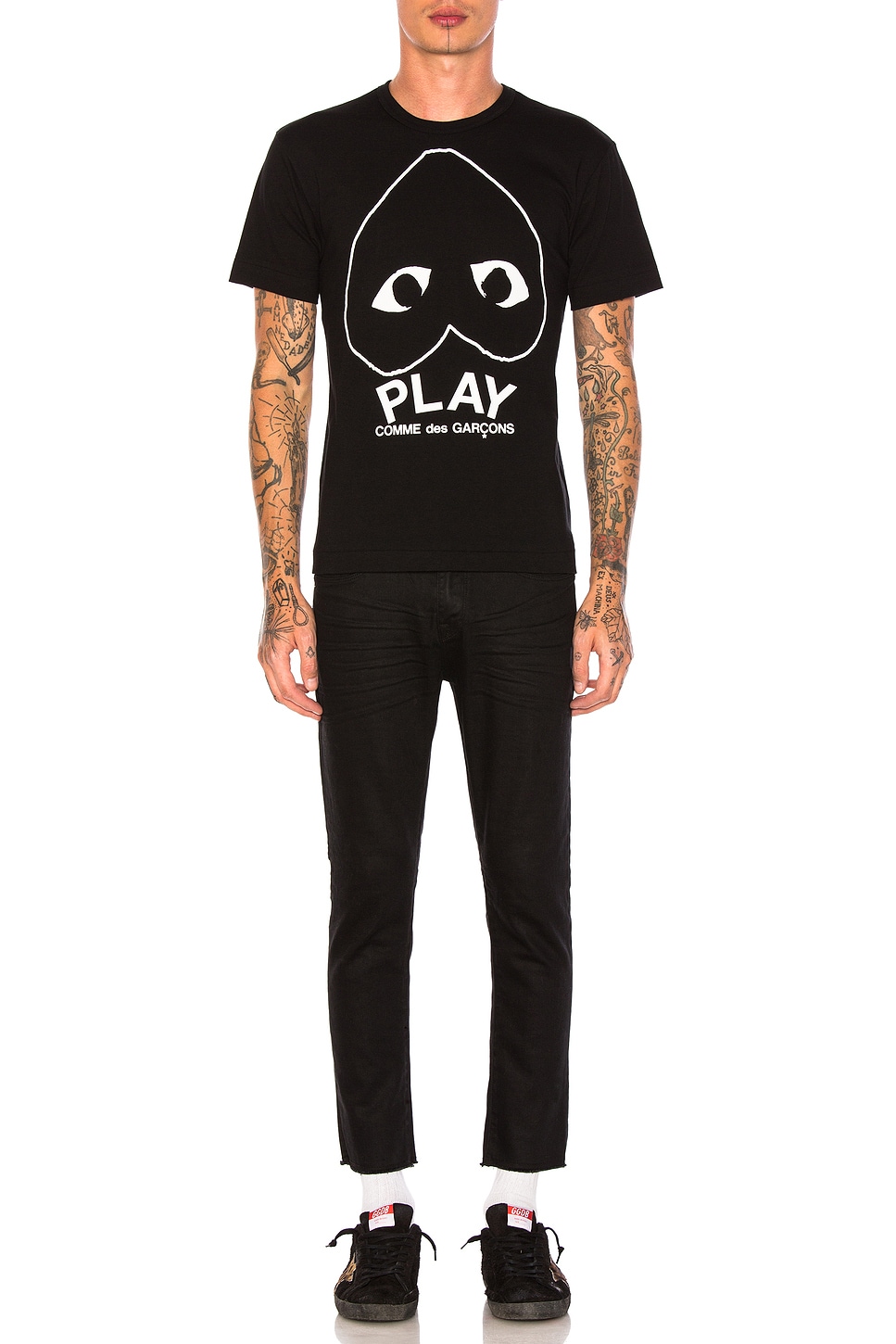 Image 1 of COMME des GARCONS PLAY Emblem Cotton Tee in Black