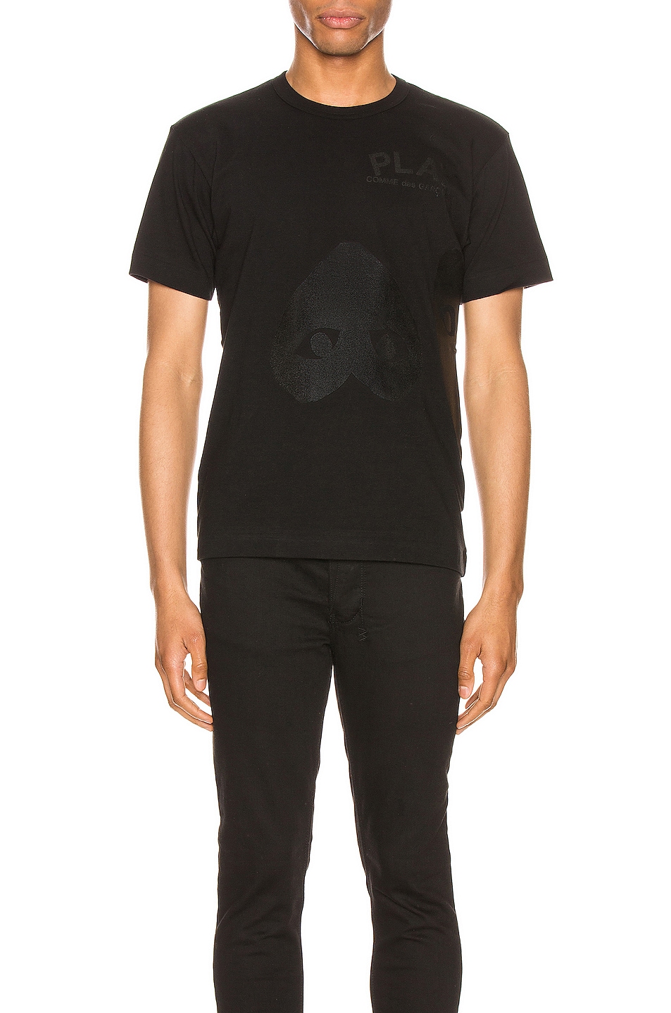 Image 1 of COMME des GARCONS PLAY Flipped Heart Cotton Tee in Black