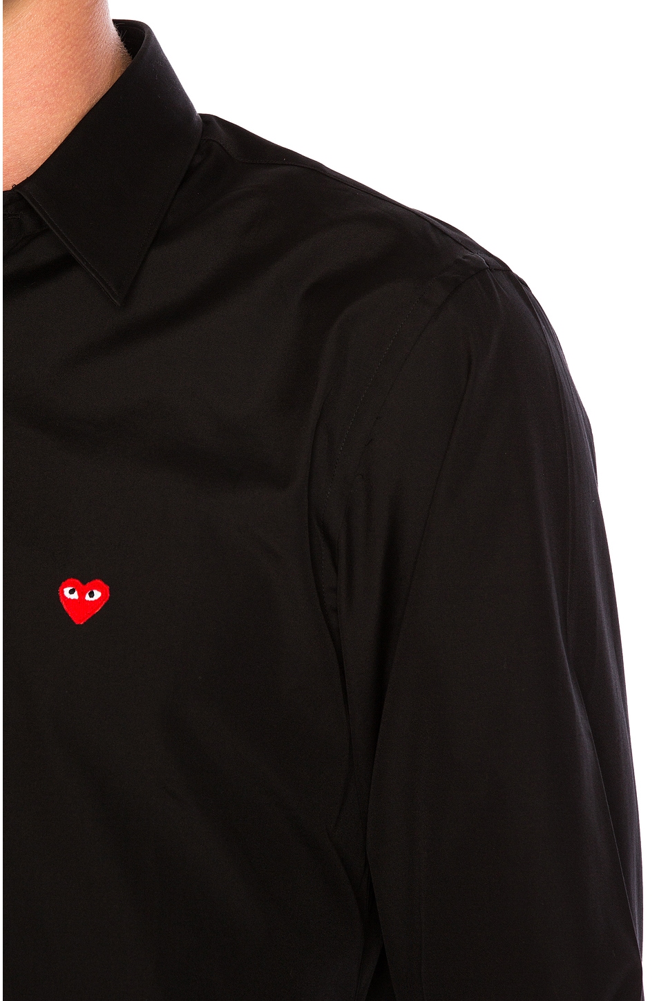 Image 1 of COMME des GARCONS PLAY Small Red Emblem Cotton Button Down in Black