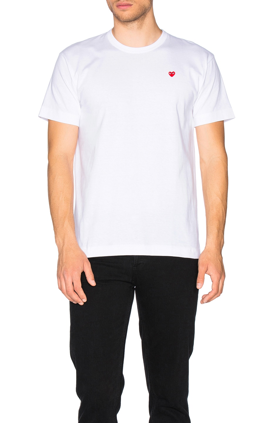 Image 1 of COMME des GARCONS PLAY Small Red Emblem Cotton Tee in White