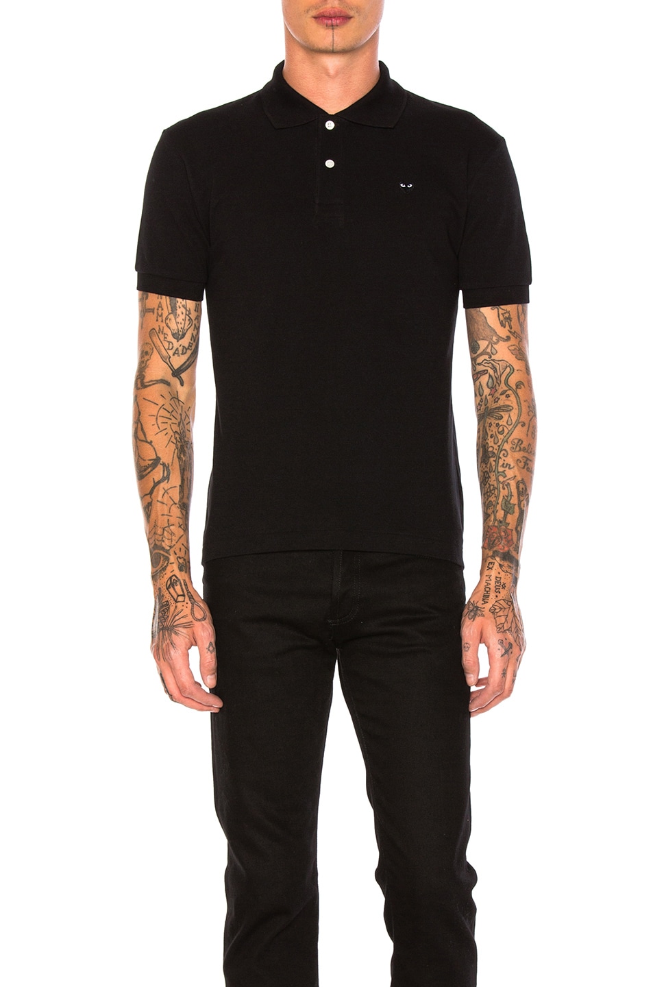 Image 1 of COMME des GARCONS PLAY Small Black Emblem Cotton Polo in Black