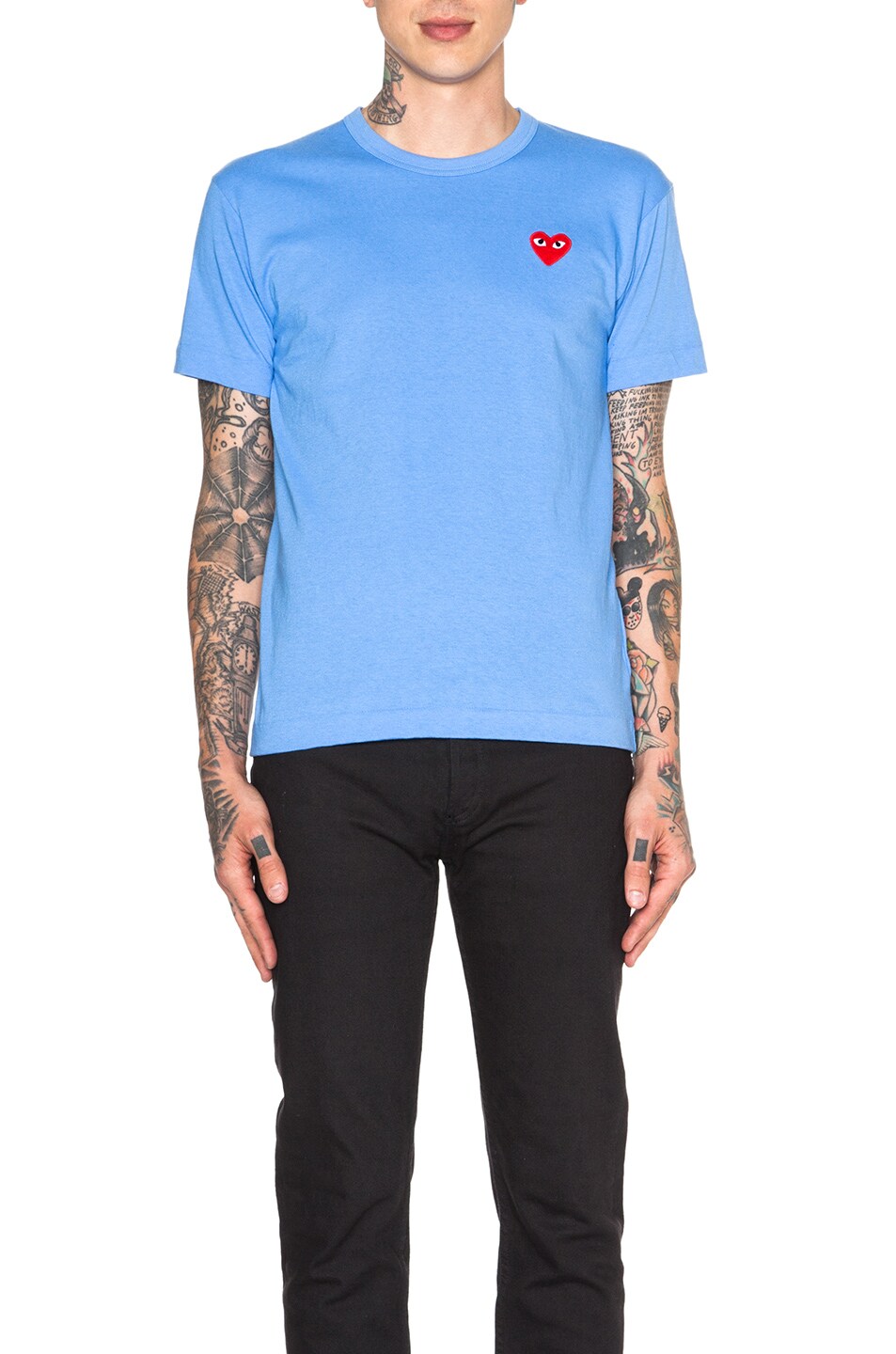 Image 1 of COMME des GARCONS PLAY Red Emblem Cotton Tee in Blue