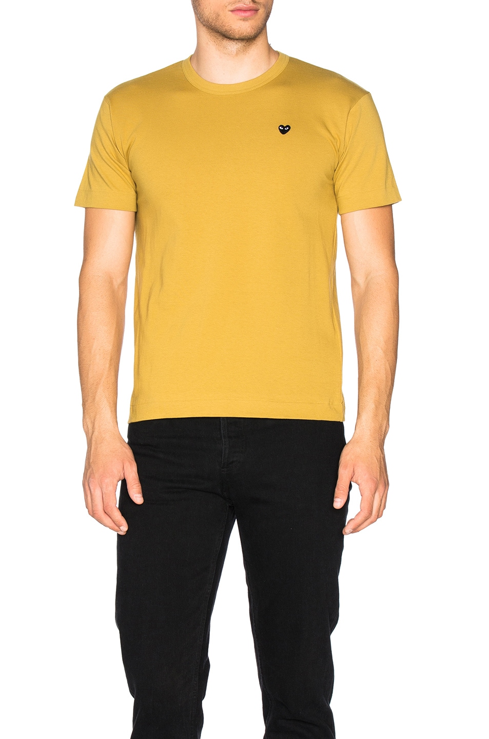 Image 1 of COMME des GARCONS PLAY Small Black Emblem Cotton Tee in Yellow