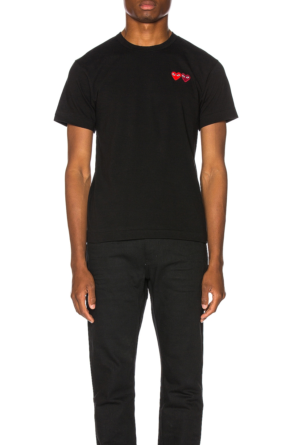 Image 1 of COMME des GARCONS PLAY Double Heart Tee in Black