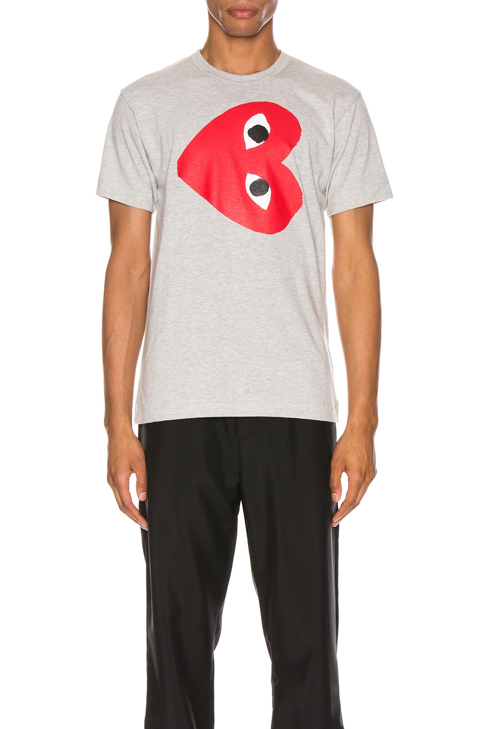 Image 1 of COMME des GARCONS PLAY Sideways Heart Logo Tee in Grey