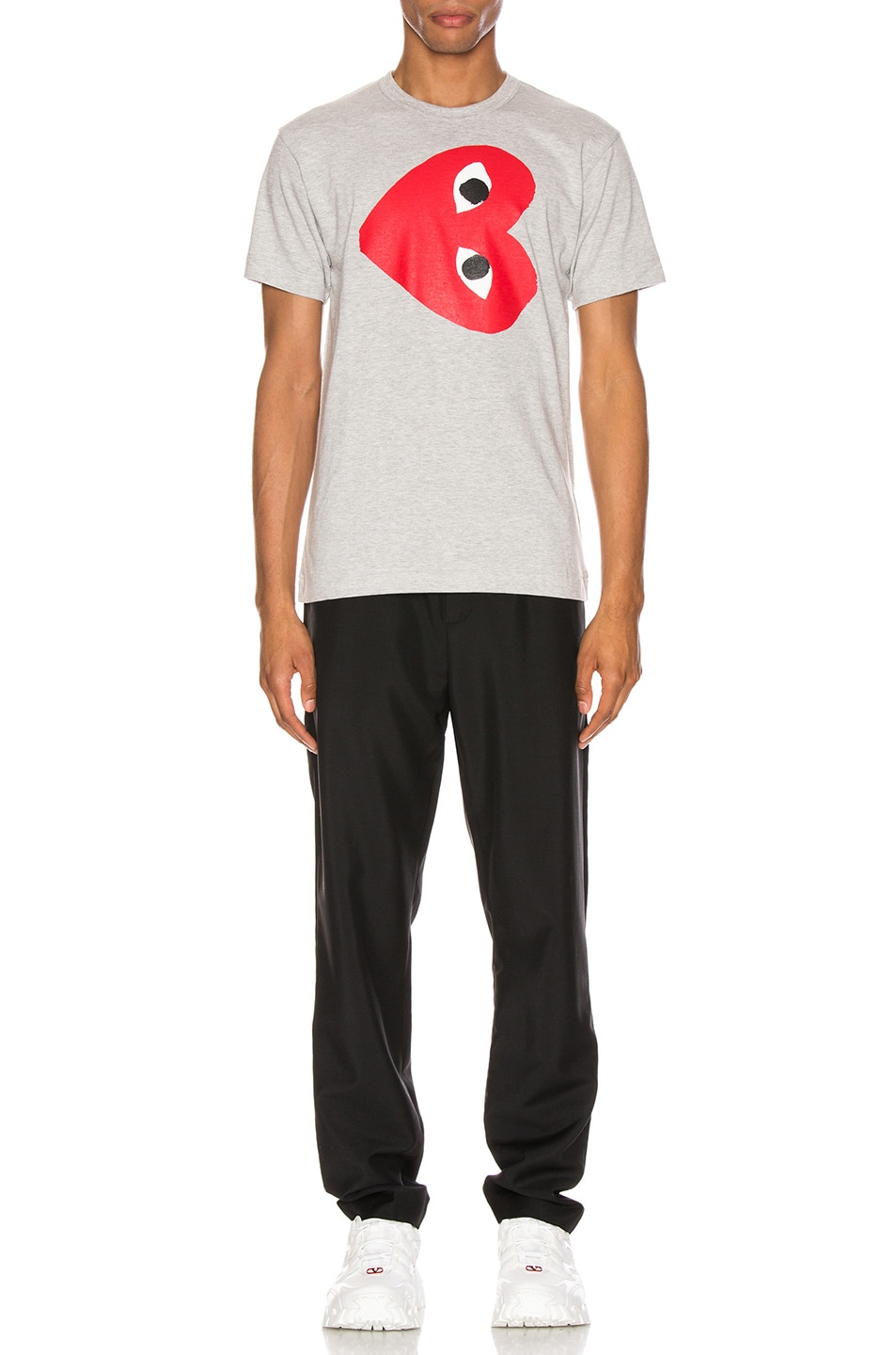 Image 1 of COMME des GARCONS PLAY Sideways Heart Logo Tee in Grey