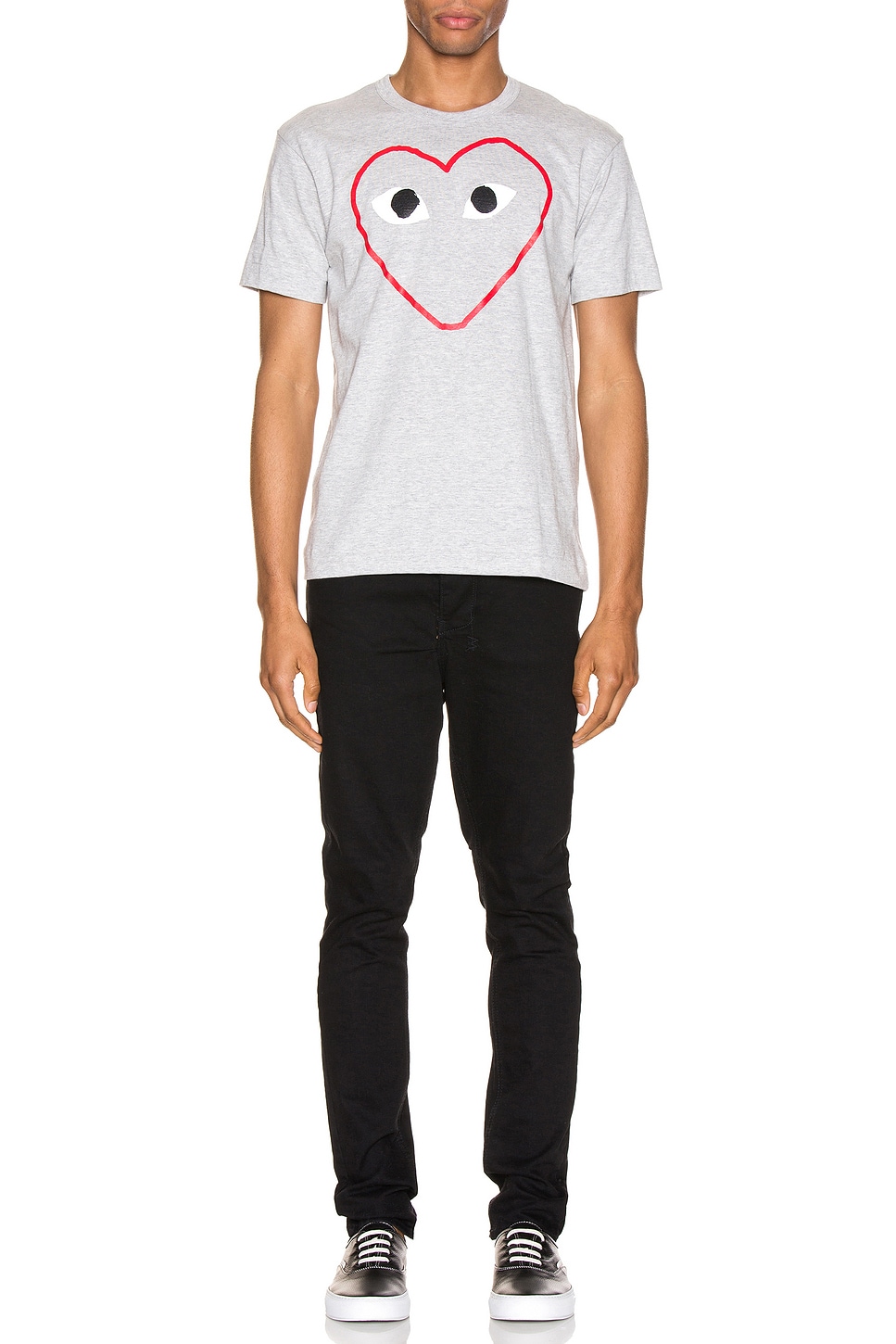 Image 1 of COMME des GARCONS PLAY Heart Logo Tee in Grey