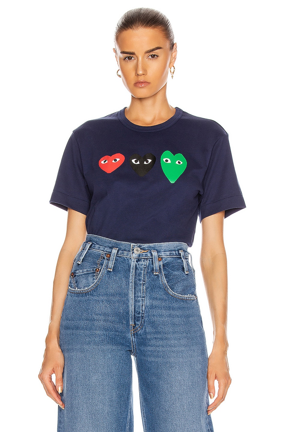 Image 1 of COMME des GARCONS PLAY Logo Tee in Navy