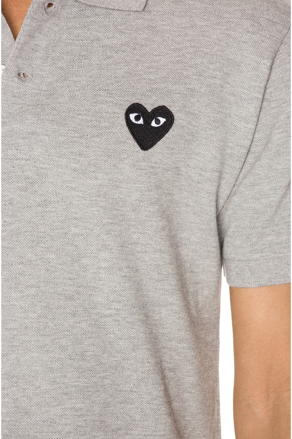 Image 1 of COMME des GARCONS PLAY Cotton Polo with Black Emblem in Grey