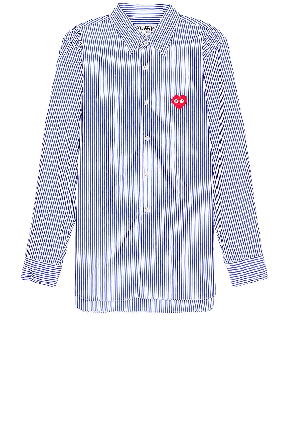 Image 1 of COMME des GARCONS PLAY Invader Stipe Shirt in Blue & White