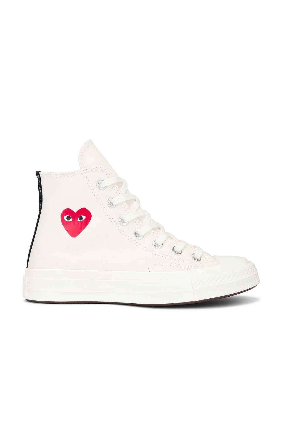 Image 1 of COMME des GARCONS PLAY Small Red Heart High Top Sneaker in Beige