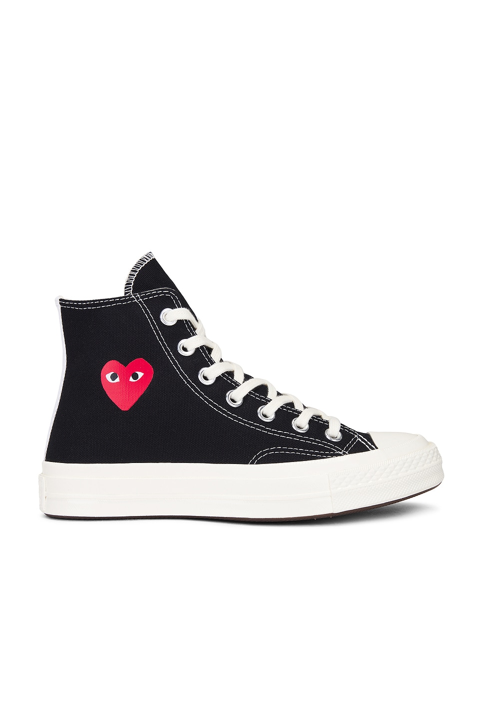 Image 1 of COMME des GARCONS PLAY Small Red Heart High Top Sneaker in Black