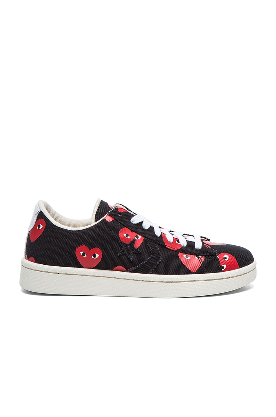 Image 1 of COMME des GARCONS PLAY Low Top Convas Sneakers in Black & Red