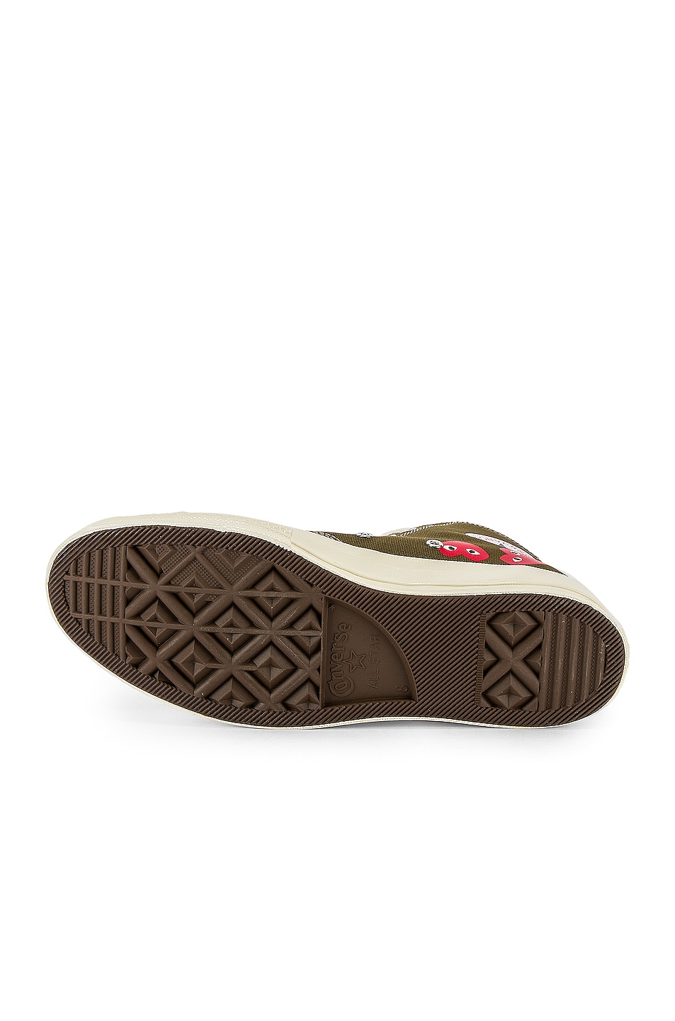 Image 1 of COMME des GARCONS PLAY Emblem Hi Top Sneaker in Khaki