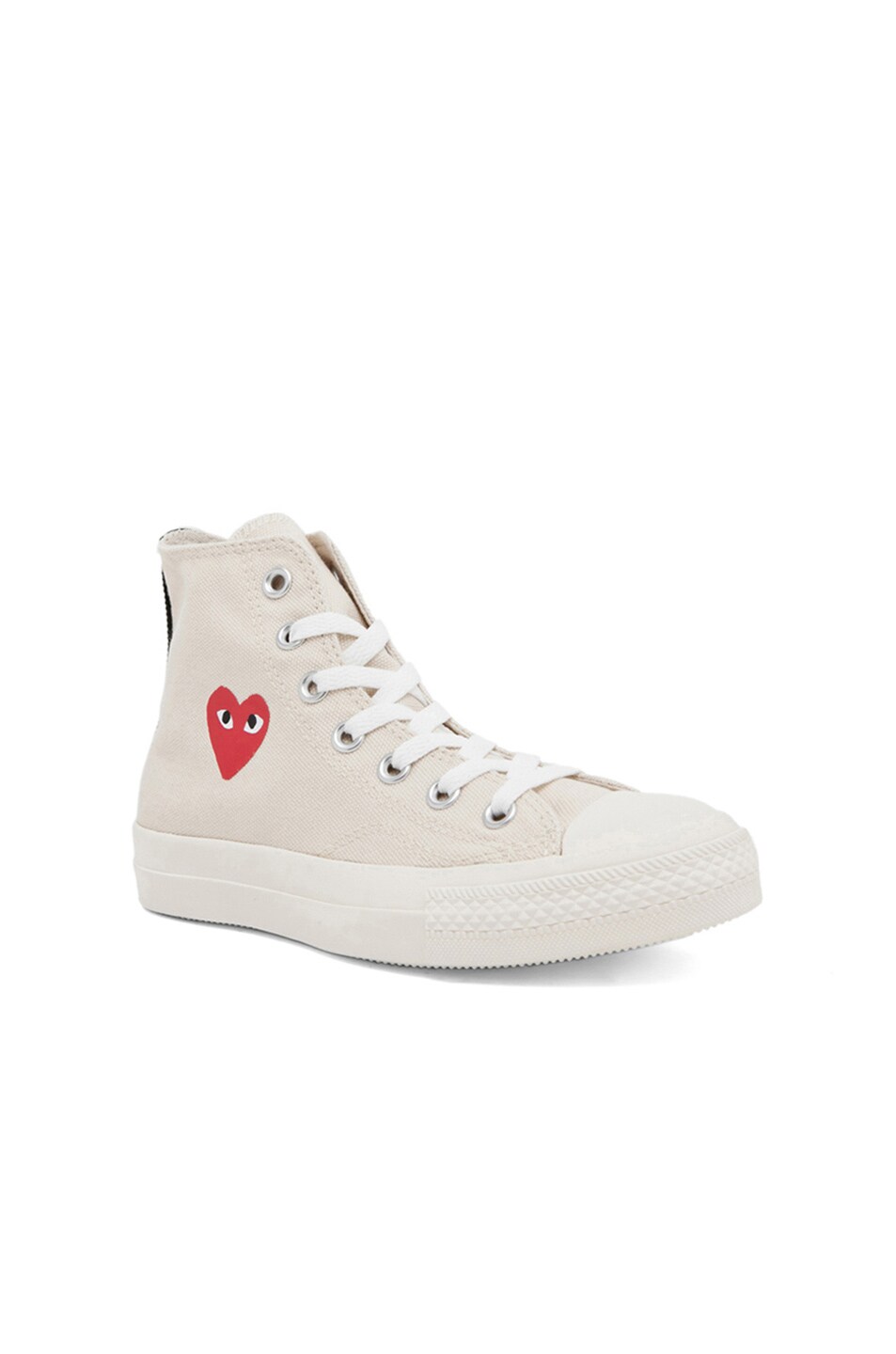 Image 1 of COMME des GARCONS PLAY Converse High Top Canvas Sneakers in White & White