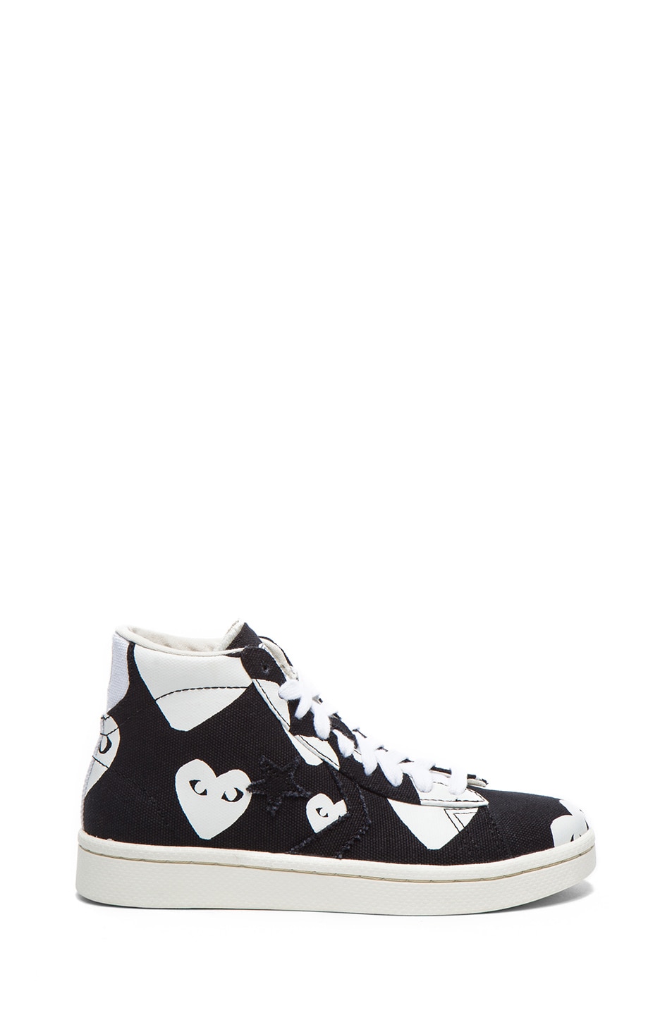 Image 1 of COMME des GARCONS PLAY High Top Canvas Sneakers in Black & White
