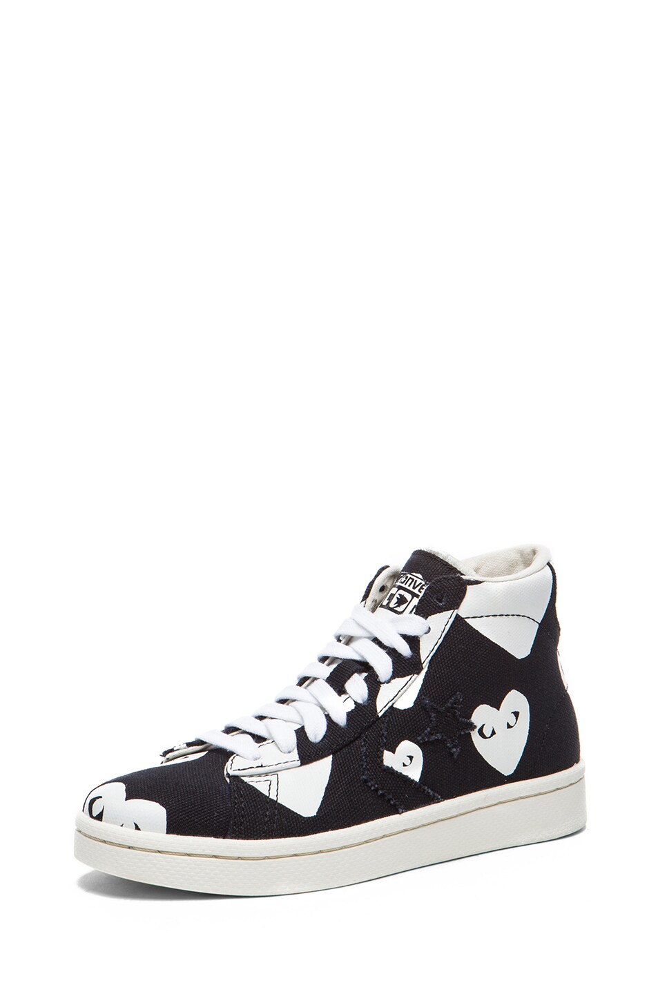 Comme Des Garcons PLAY High Top Canvas Sneakers in Black & White | FWRD