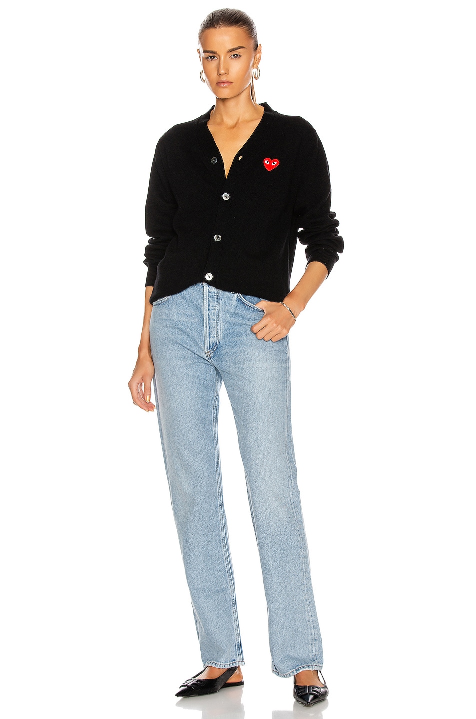 COMME DES GARÇONS PLAY Wool Red Heart Emblem Cardigan
