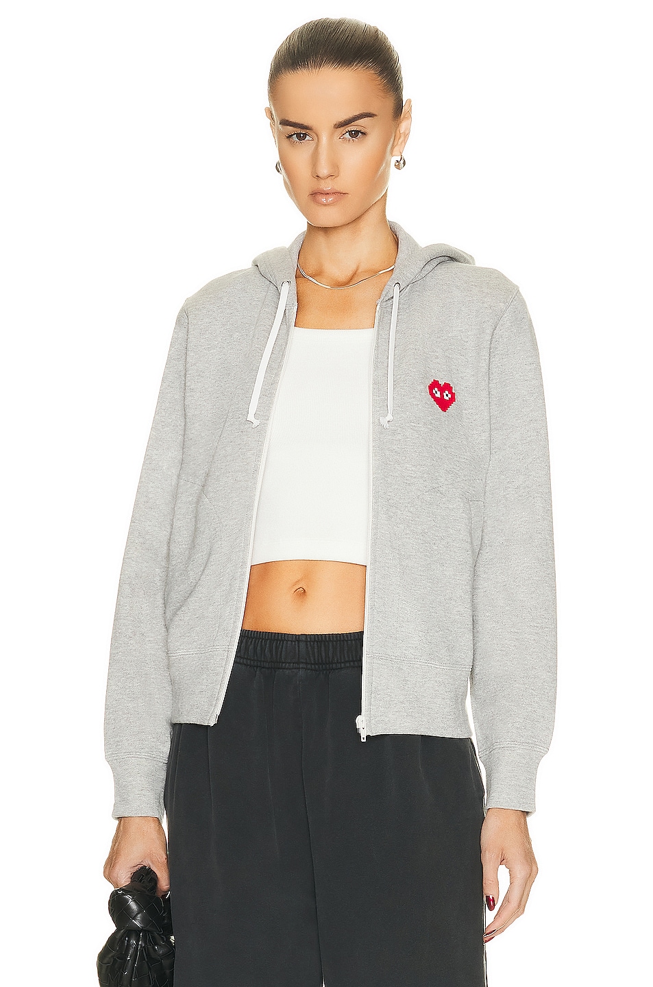 Image 1 of COMME des GARCONS PLAY Invader Hooded Sweatshirt in Grey