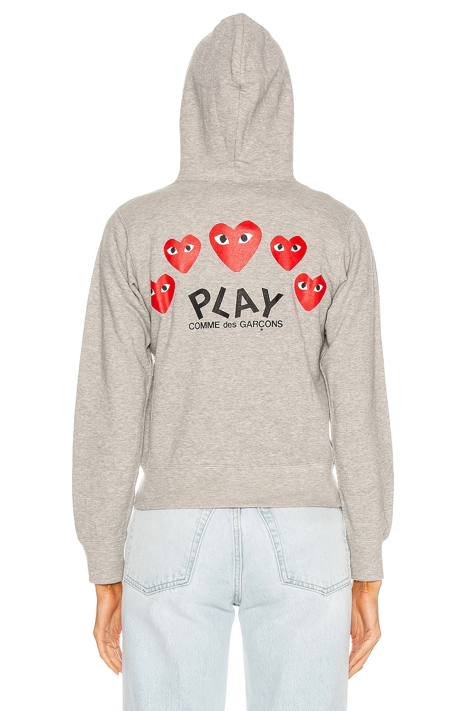 COMME des GARCONS PLAY Full Zip Hoodie in Grey | FWRD