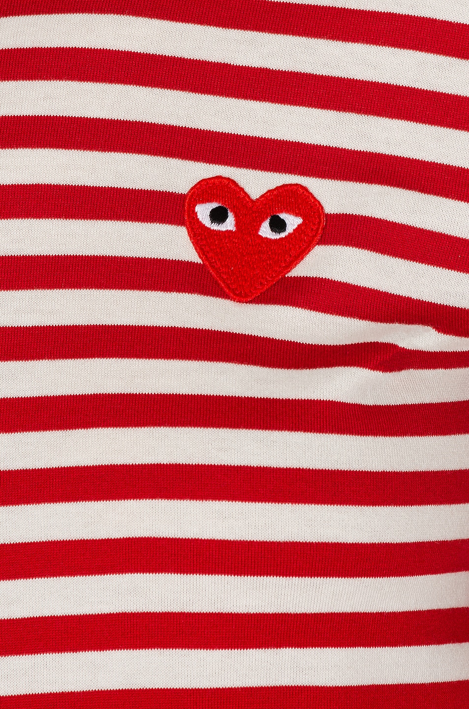 COMME des GARCONS PLAY Striped Cotton Red Emblem Tee in Red & White | FWRD