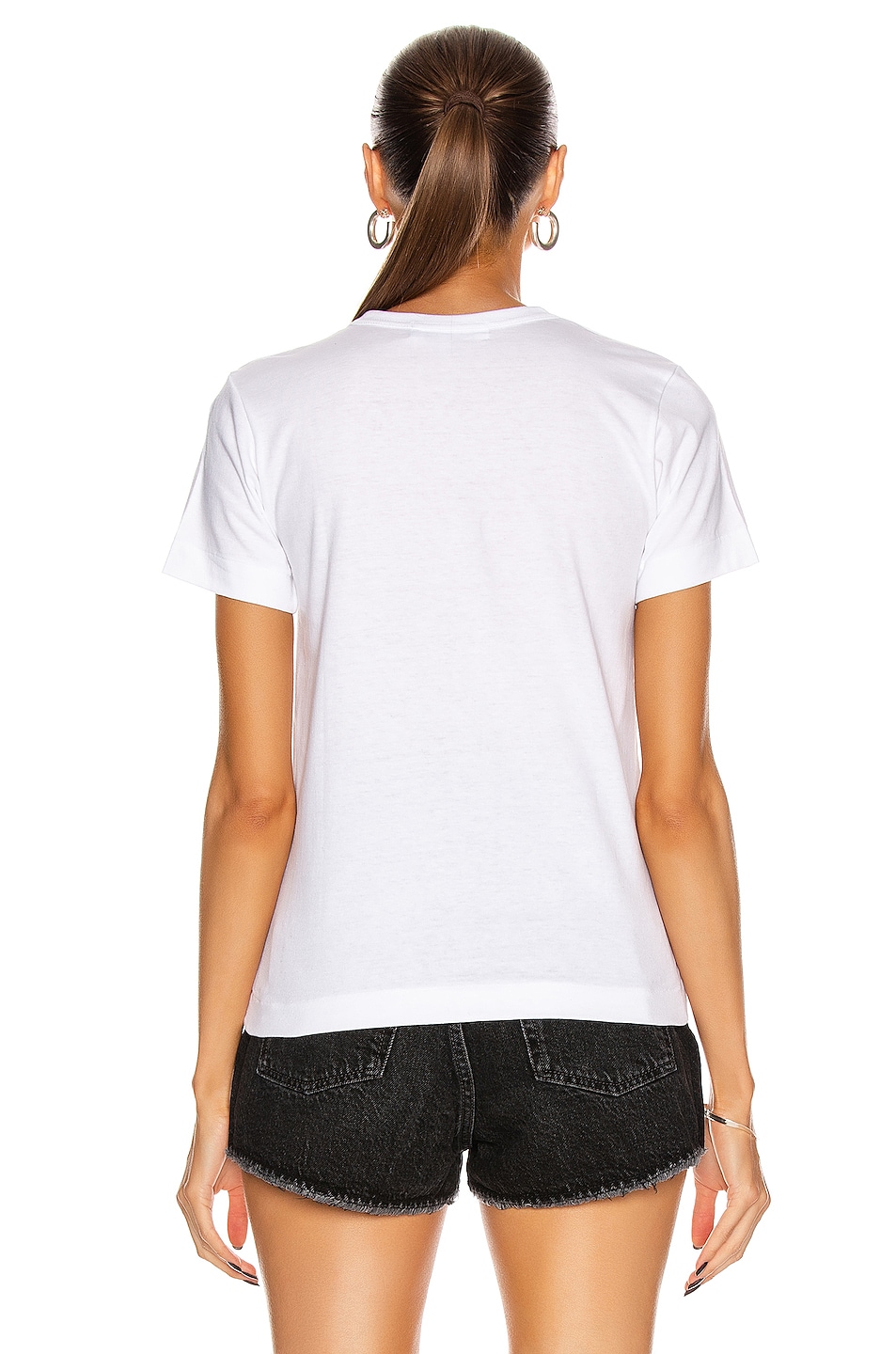 COMME des GARCONS PLAY Jersey Black Print Tee in White | FWRD