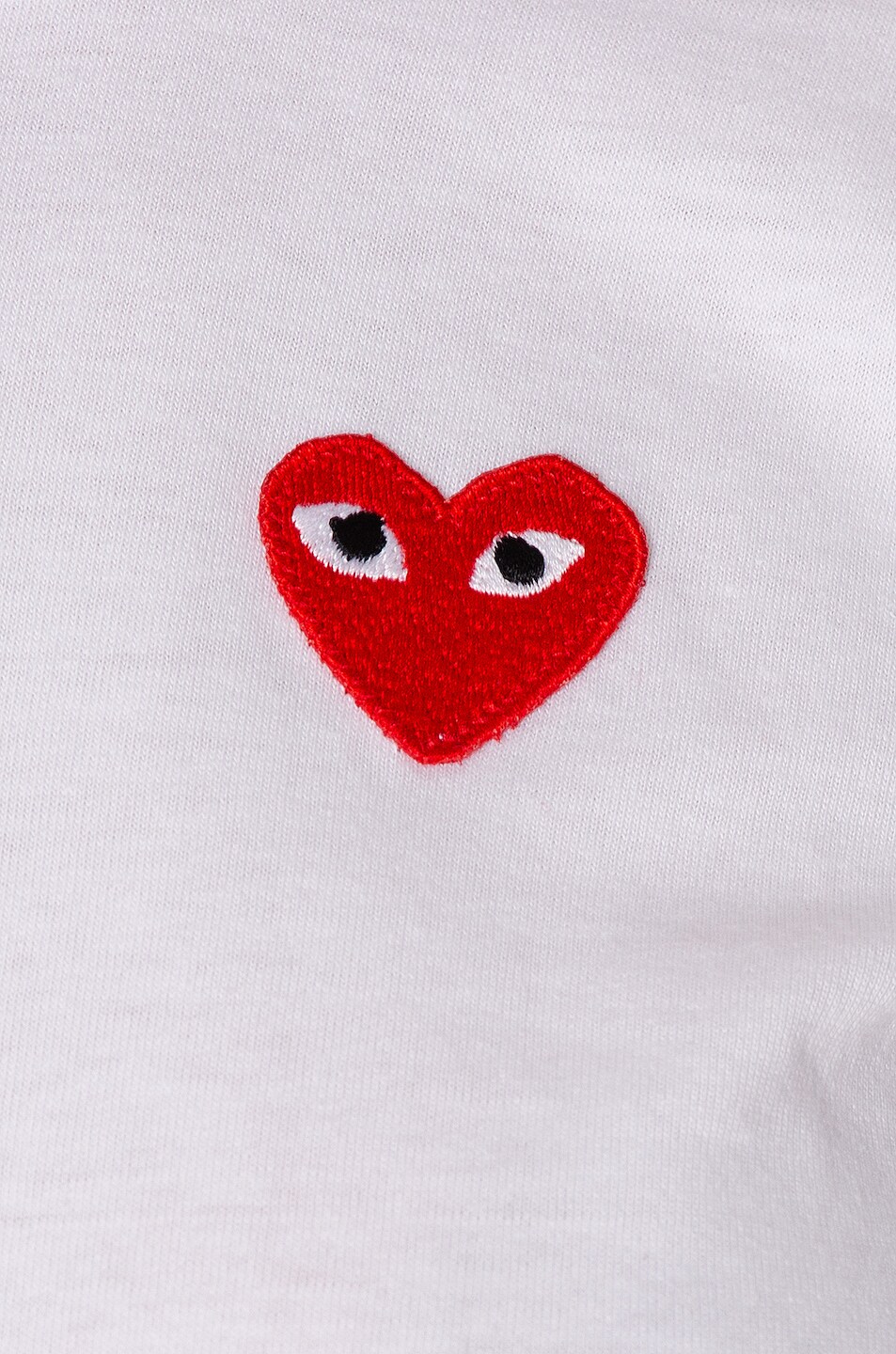 Comme Des Garcons PLAY Cotton Red Emblem Tee in White | FWRD