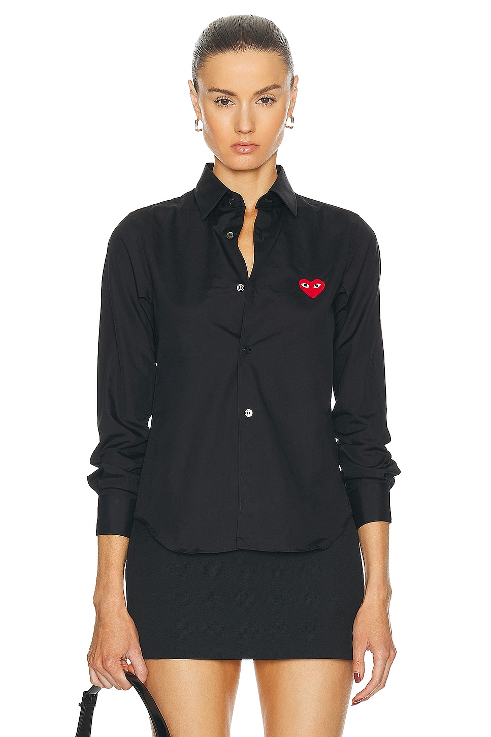 Image 1 of COMME des GARCONS PLAY Cotton Button Down With Red Emblem in Black