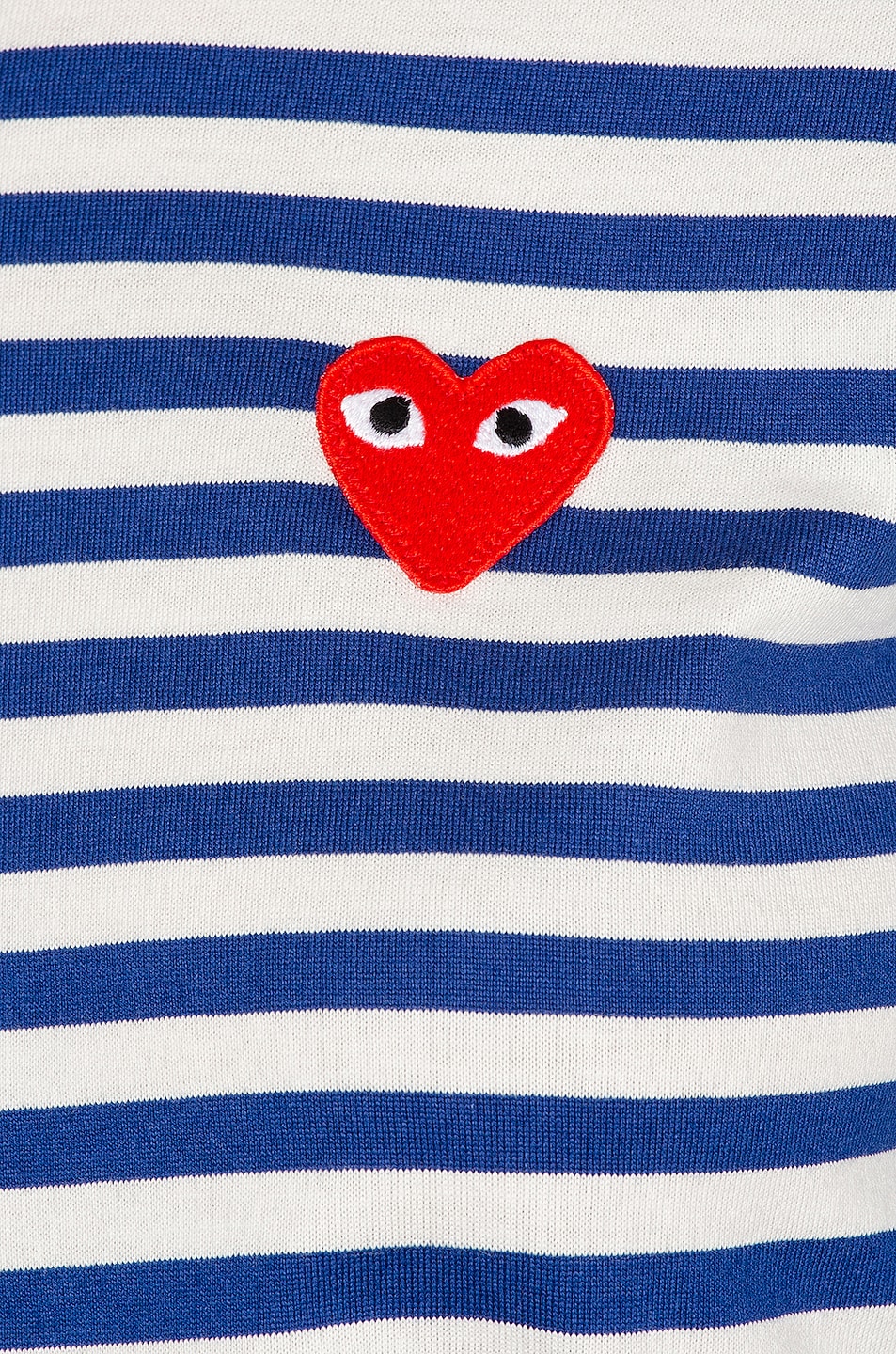 COMME des GARCONS PLAY Striped Cotton Red Heart Tee in Blue | FWRD