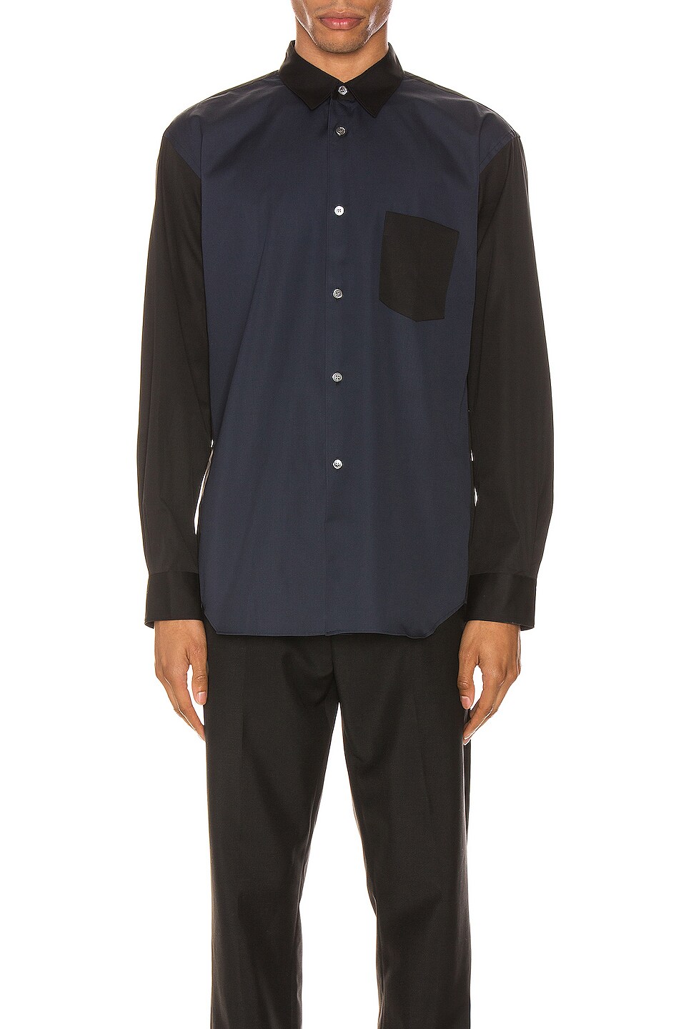 Image 1 of COMME des GARCONS SHIRT Forever Long Sleeve Shirt in Black & Navy